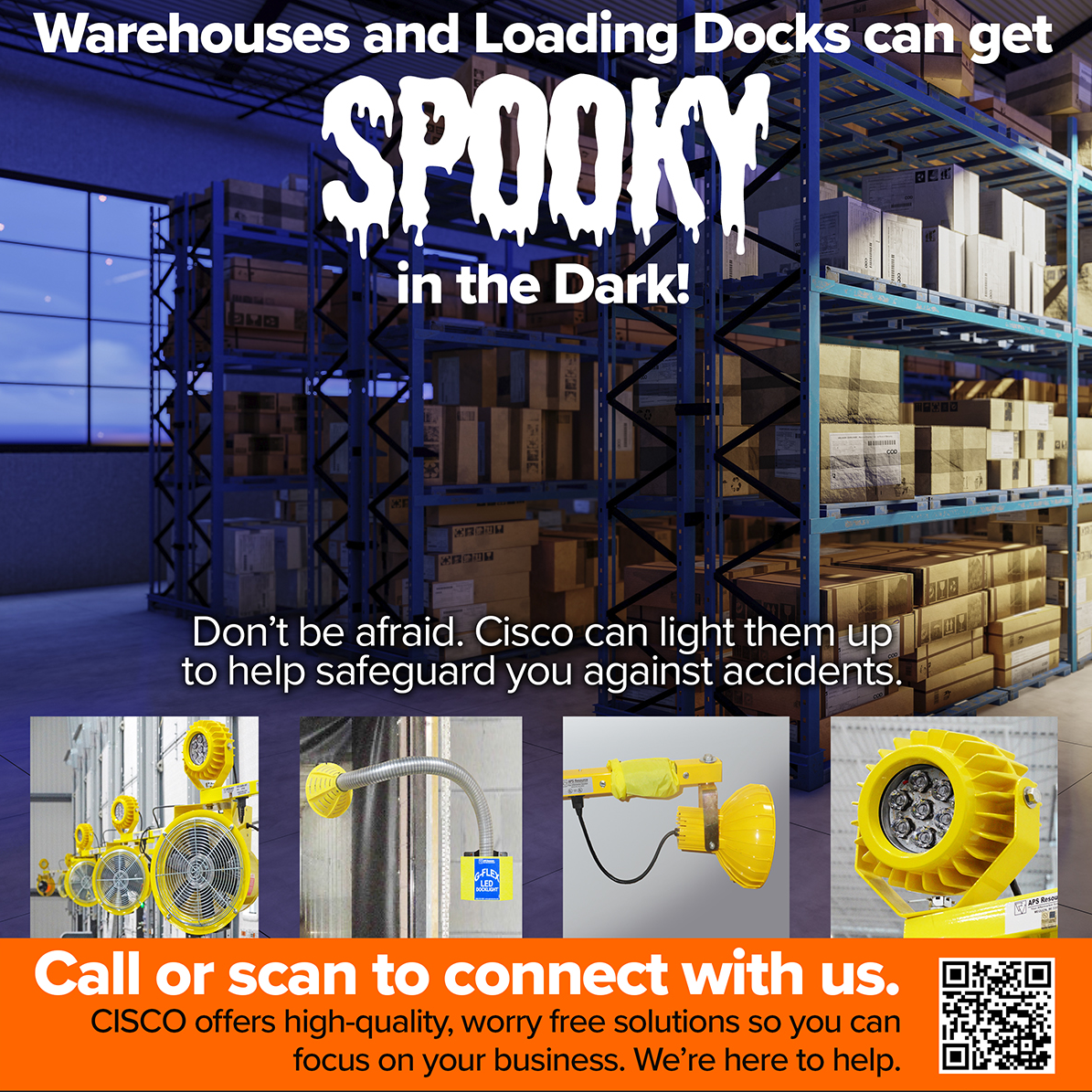 Warehouse and Loading Docks can get Spooky [dark warehouse, haunted text stye]